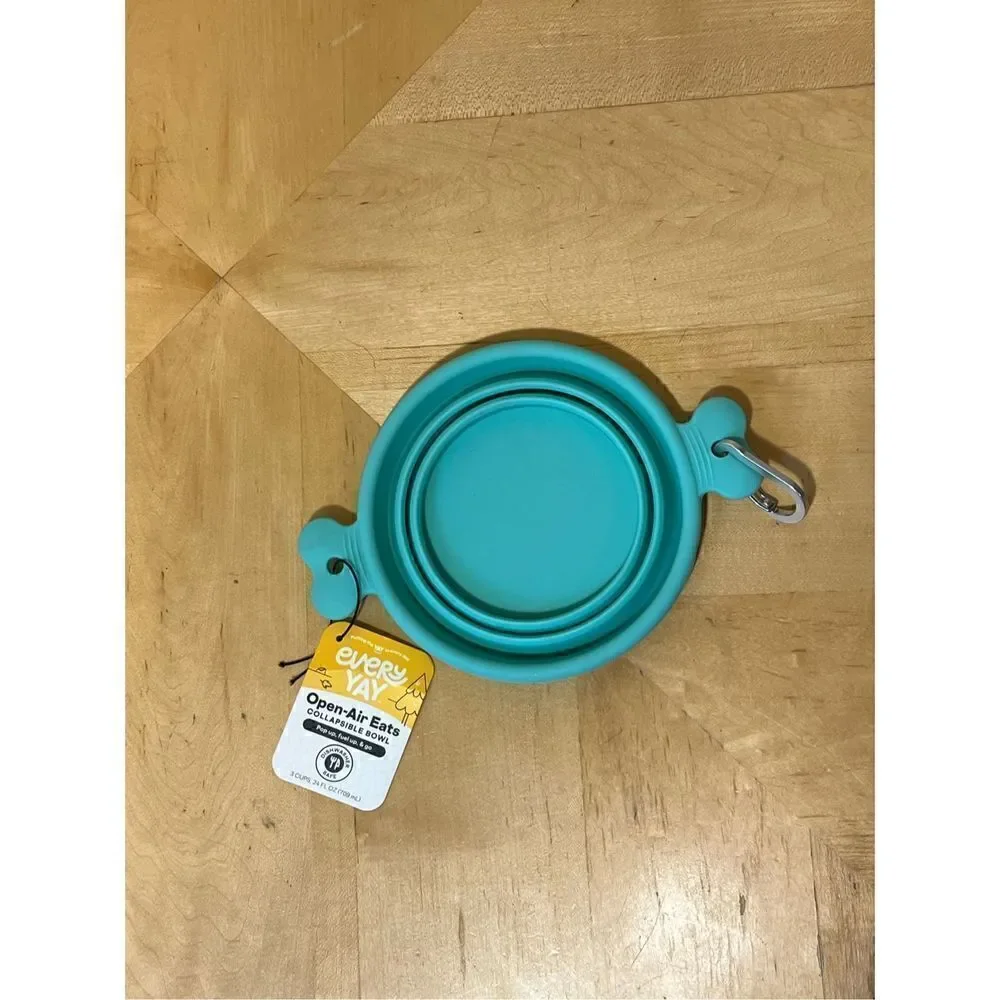 NWT! EveryYay Open-Air Eats Blue Collapsible Bowl for Dogs 3 Cup